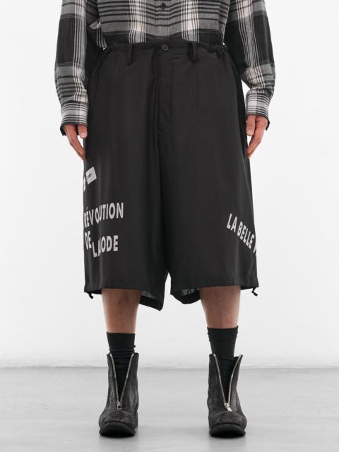 Black Graphic Print Baggy Shorts