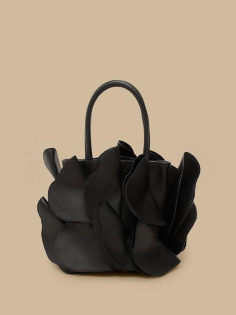 Black Leather Flower Bag