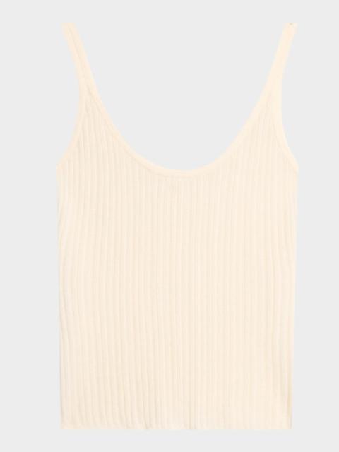 Pointelle Slim Tank  In Ivory