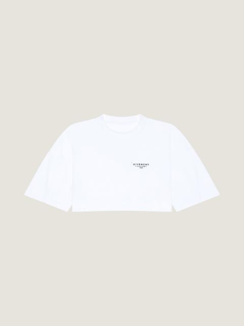 CROPPED FIT T-SHIRT IN COTTON WITH GIVENCHY STAMP PRINT