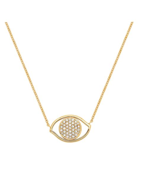 YELLOW GOLD DIAMOND EVIL EYE NECKLACE