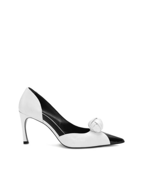 knot-appliqué leather pumps