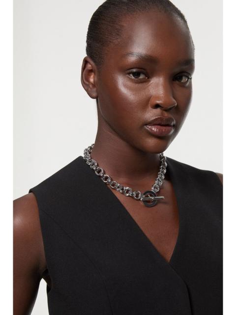 Hand Set European Crystal T-Bar Chain Necklace