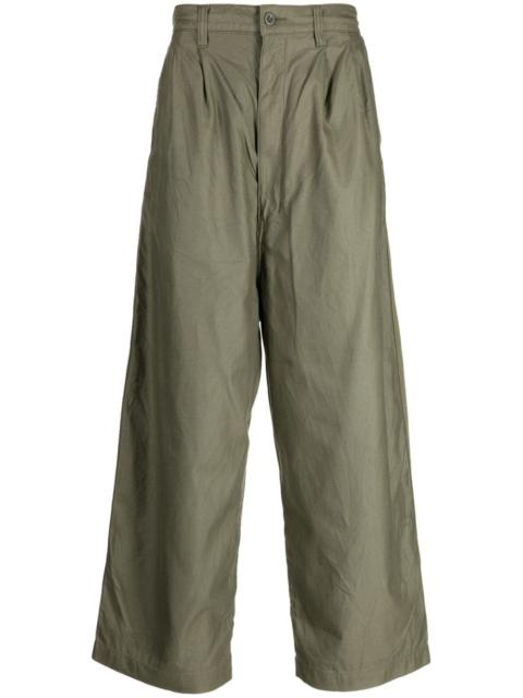 pleated cotton cropped trousers