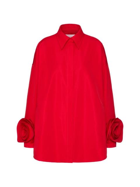 rose-embellished shirt