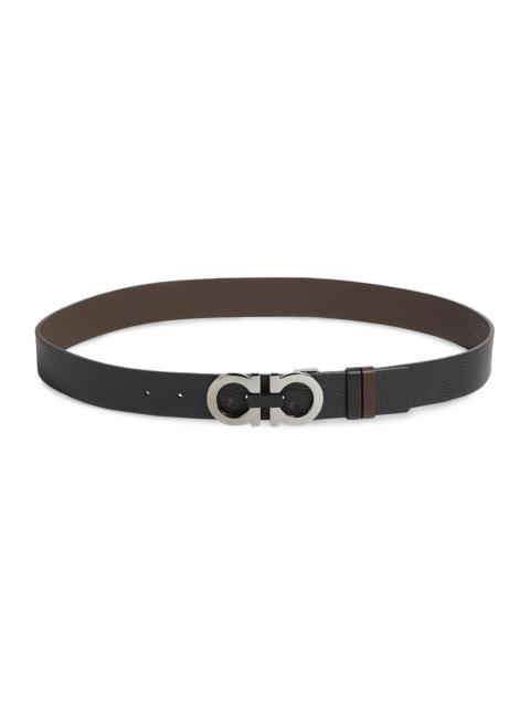 Men's Gancini Buckle Adjustable Cut-to-Size Reversible Belt - Nero Hickory