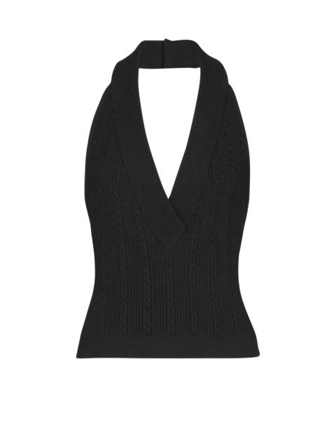Cable-knit halterneck top