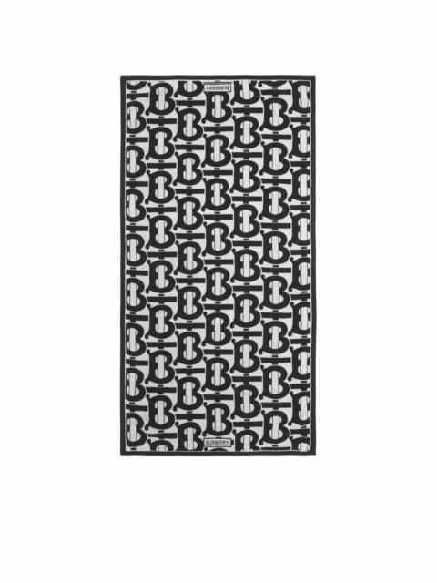 Monogram-pattern jacquard cotton bath towel