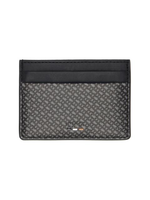 Black Grained Faux-Leather Card Holder