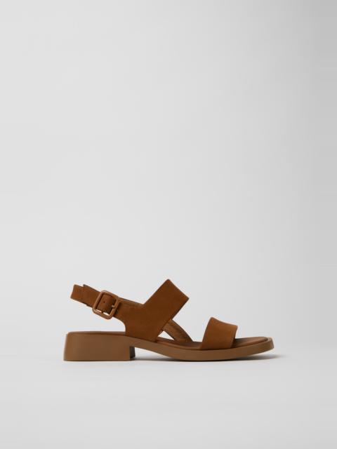 Brown Nubuck Leather Sandals for Women.