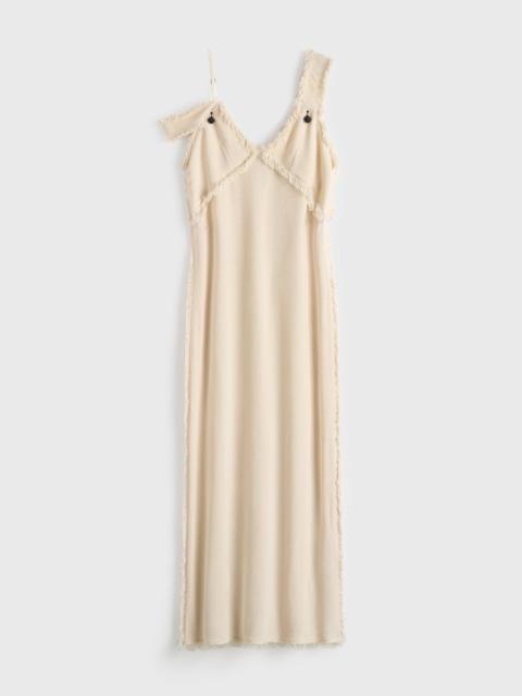 V-neck raw slip dress stone