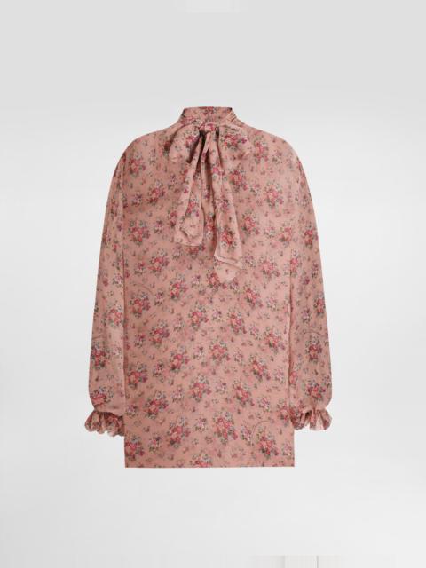 Small flower bouquets-print chiffon top