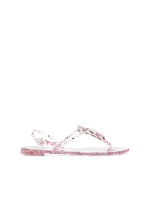 crustal-embellished jelly sandals