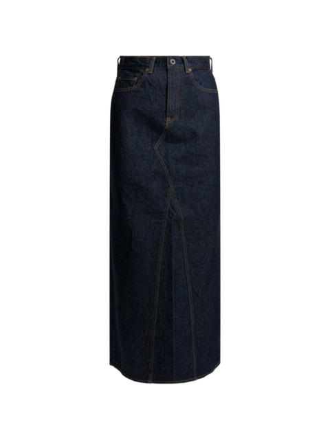 denim pencil midi skirt