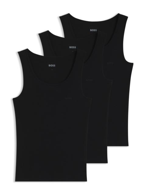 THREE-PACK OF COTTON TANK TOPS WITH EMBROIDERED LOGOS