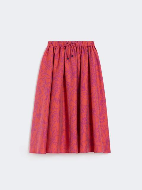 Jacquard cotton and silk midi skirt - CORAL