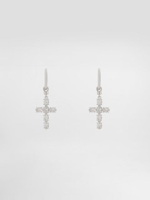 Creole earrings with crystal cross