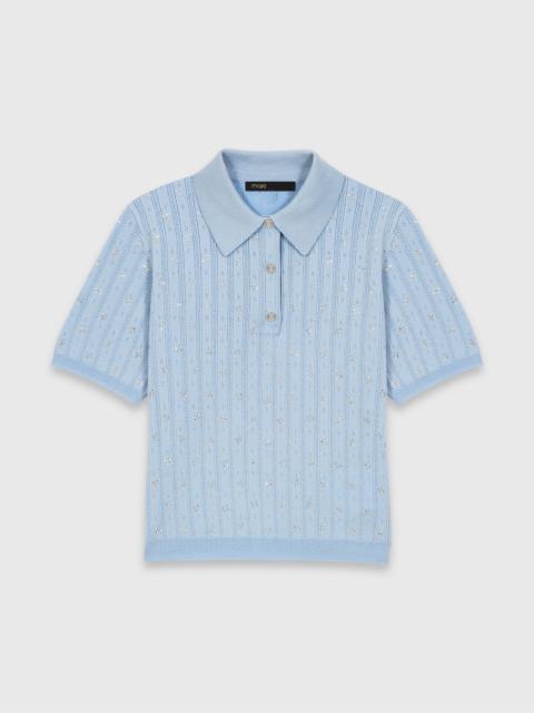 Cropped jumper with rhinestones