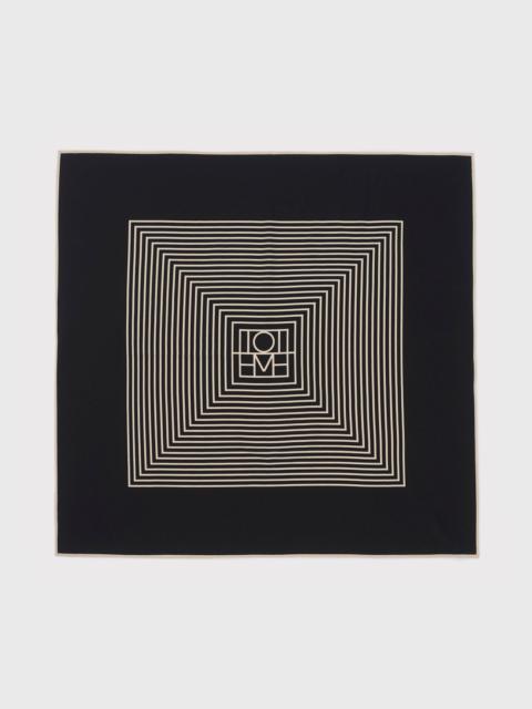 Centered monogram silk scarf black