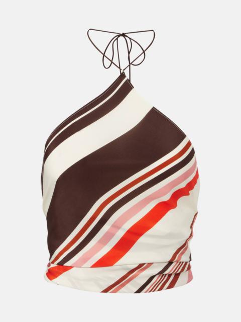 Thistle striped open-back silk satin top