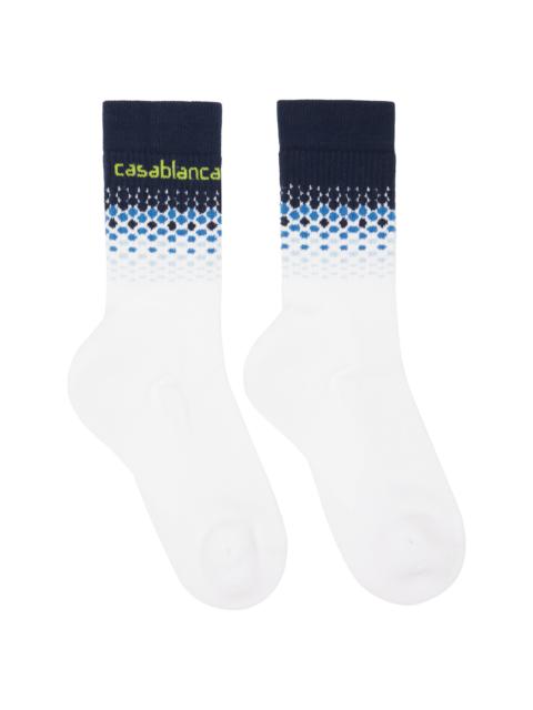 White Blue Halftone Gradient Socks