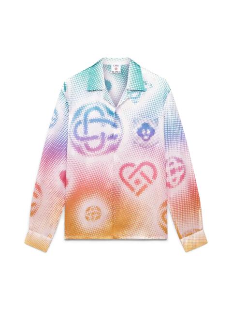 Halftone Logo Long Sleeve Silk Shirt