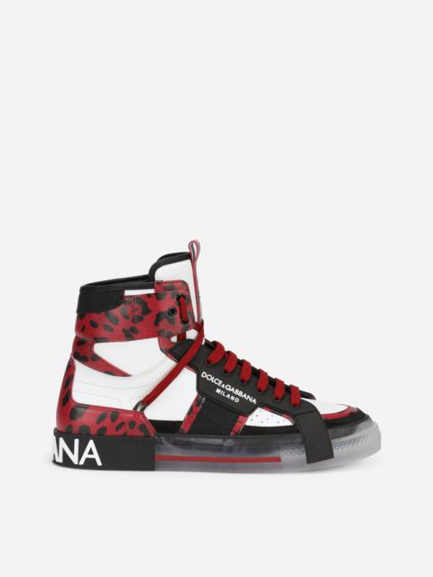 Custom 2.zero high-top sneakers in mixed materials