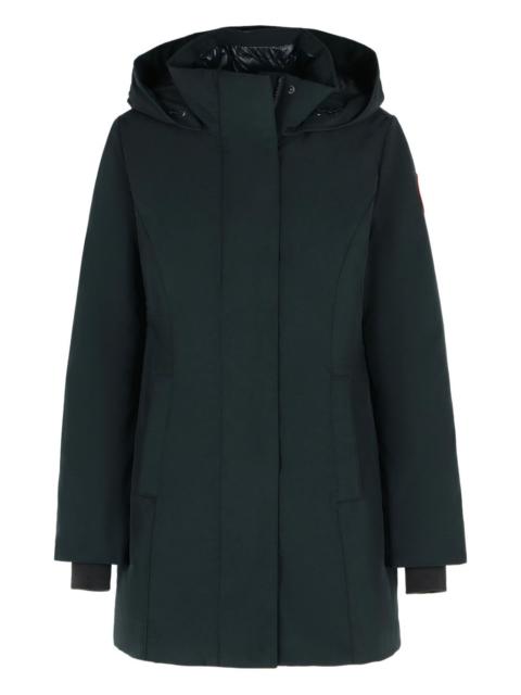 fixed-hood snap-button coat