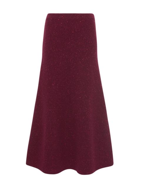 Eden Knit Midi Skirt in Bordeaux Speckled Aran Cashmere