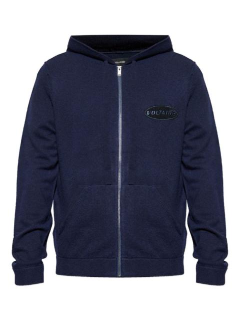 logo-patch zip-up hoodie