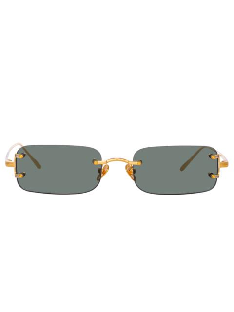 MEN'S TAYLOR RECTANGULAR SUNGLASSES IN YELLOW GOLD AND GREEN
