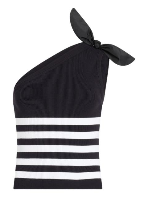 striped-pattern bow-detail one shoulder top