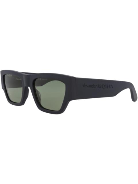 Alexander McQueen Square Rectangle Sunglasses Blue Blue Green (AM0393S-30014334-005)