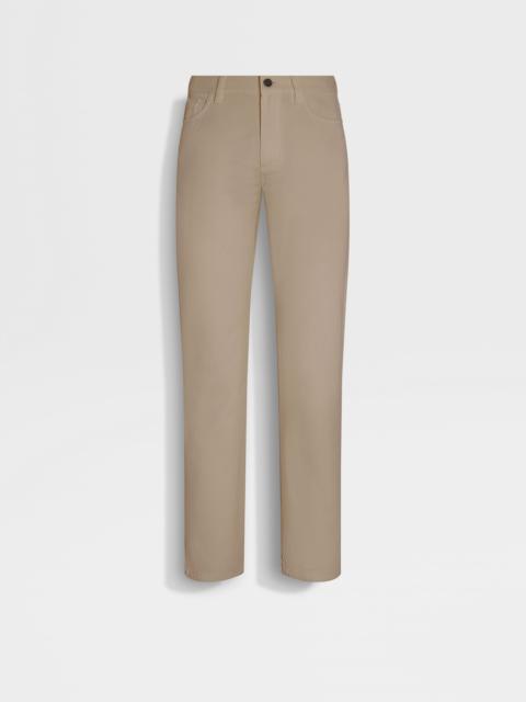 LIGHT TAUPE COTTON AND CASHMERE ROCCIA PANTS