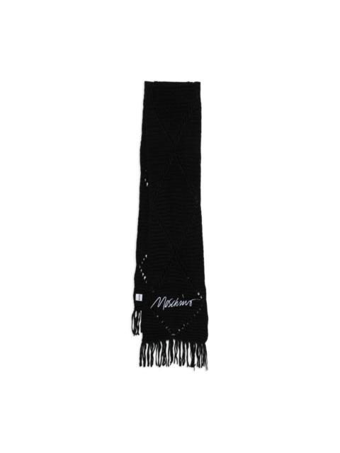 logo fringed scarf