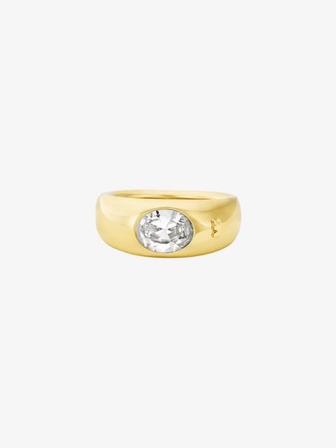 Precious Metal-Plated Cubic Zirconia Signet Ring