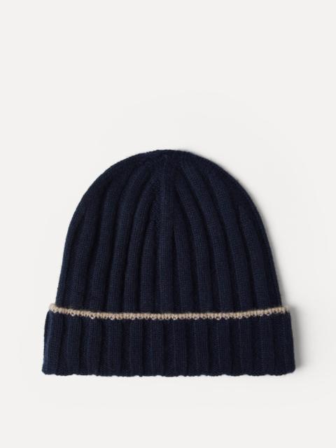 Cashmere rib knit beanie
