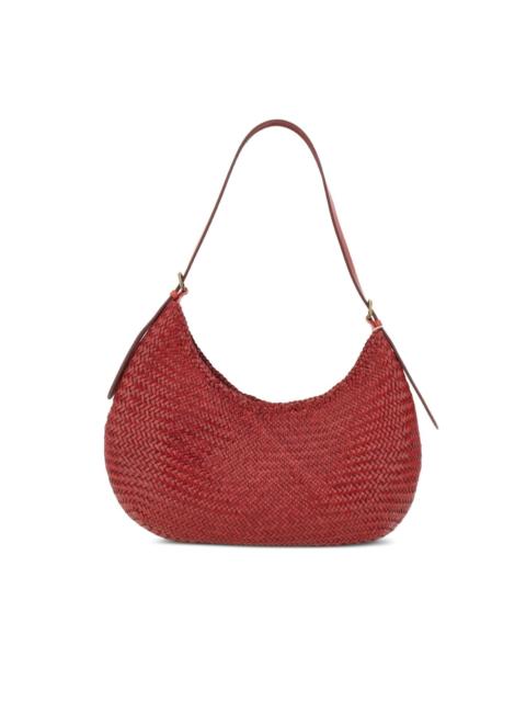 woven-leather shoulder bag