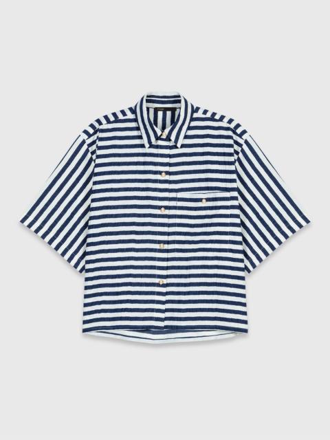 Cropped linen-blend shirt