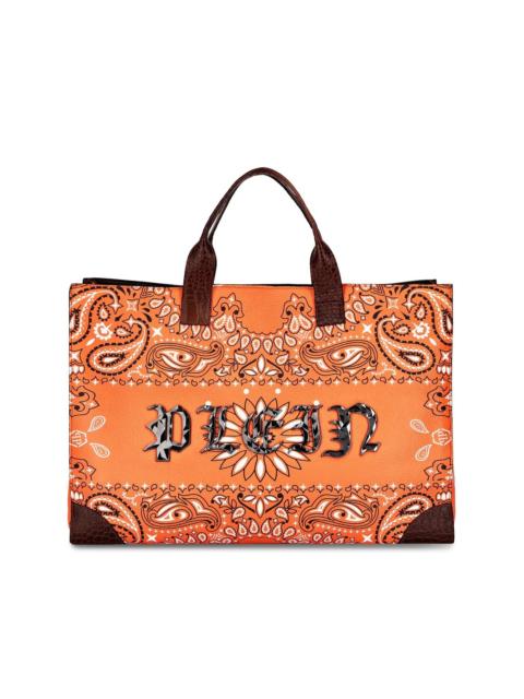 logo-print cotton tote bag