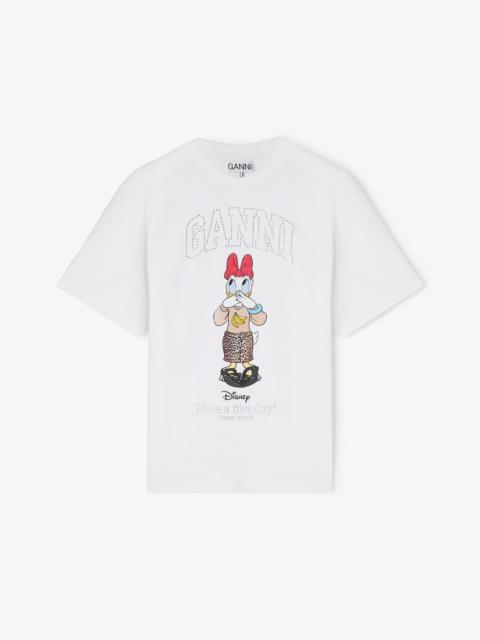 GANNI X DISNEY DAISY DUCK WHITE PRINTED T-SHIRT