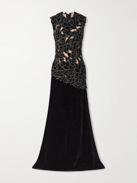 Serisa Crystal-embellished Velvet Gown