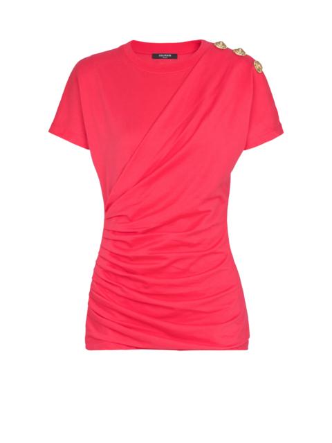 Draped T-shirt with buttons