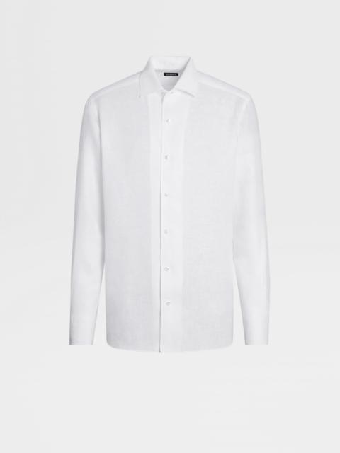 WHITE PURE LINEN LONG-SLEEVE SHIRT