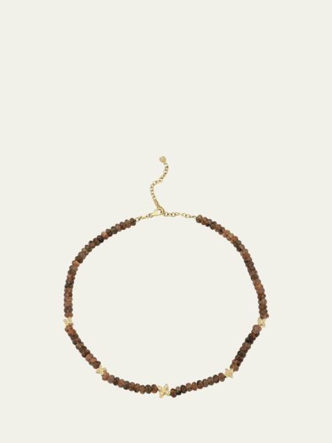 14K Diamond Marquise Flowers on 6mm Rondelle Necklace