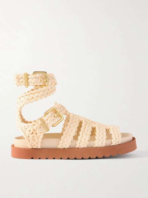 Gleam buckle-embellished raffia sandals Off-white