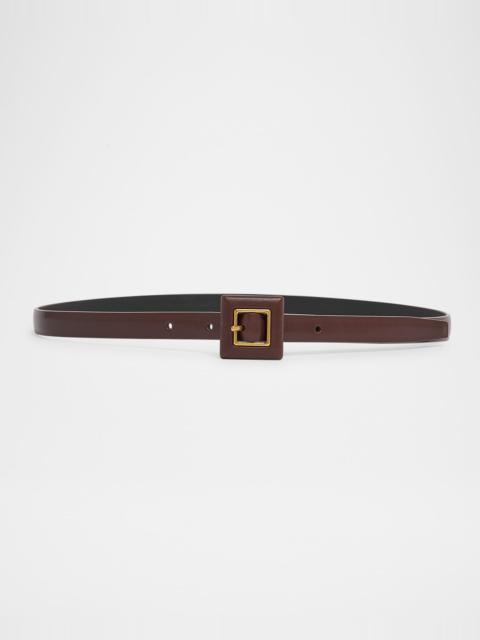 Square Buckle Thin Leather Belt
