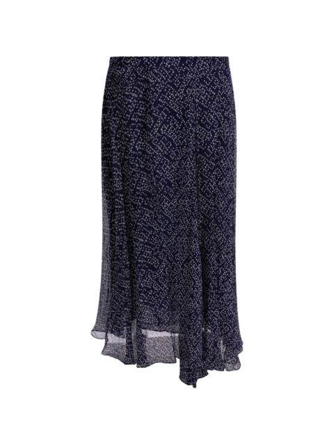 Lycia asymmetric patterned midi skirt