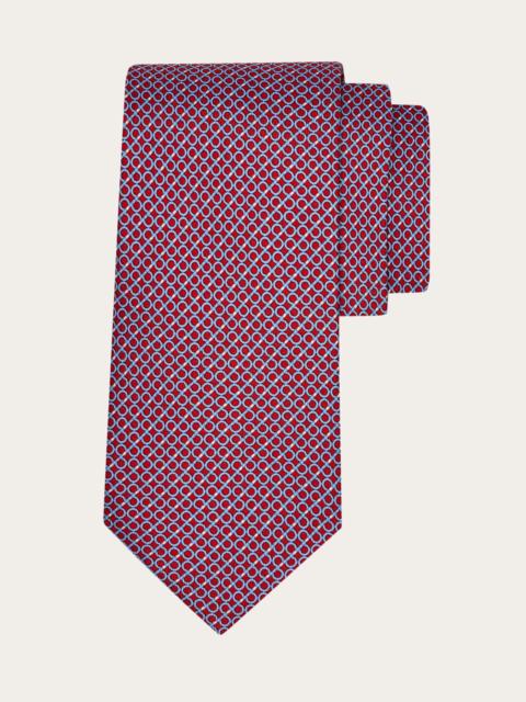 Gancini regimental print silk tie