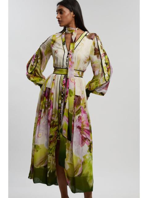 Petite Viscose Floral Print Woven Maxi Dress